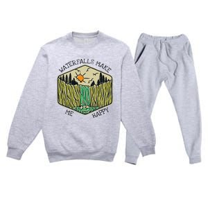 Nature Lover Waterfall Lovers Waterfall Happy Love Hiking Premium Crewneck Sweatsuit Set