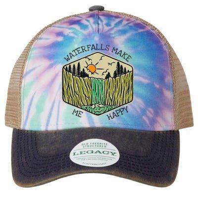 Nature Lover Waterfall Lovers Waterfall Happy Love Hiking Legacy Tie Dye Trucker Hat