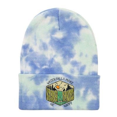 Nature Lover Waterfall Lovers Waterfall Happy Love Hiking Tie Dye 12in Knit Beanie