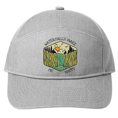 Nature Lover Waterfall Lovers Waterfall Happy Love Hiking 7-Panel Snapback Hat