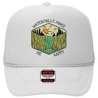 Nature Lover Waterfall Lovers Waterfall Happy Love Hiking High Crown Mesh Back Trucker Hat