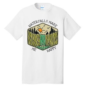 Nature Lover Waterfall Lovers Waterfall Happy Love Hiking Tall T-Shirt