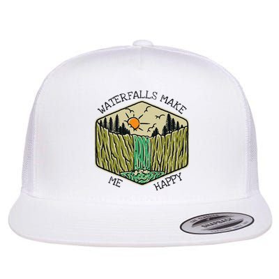 Nature Lover Waterfall Lovers Waterfall Happy Love Hiking Flat Bill Trucker Hat