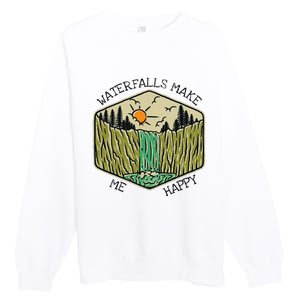 Nature Lover Waterfall Lovers Waterfall Happy Love Hiking Premium Crewneck Sweatshirt