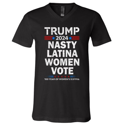 Nasty Latina Women Vote Trump 2024 Presidential 47 Pro Trump V-Neck T-Shirt