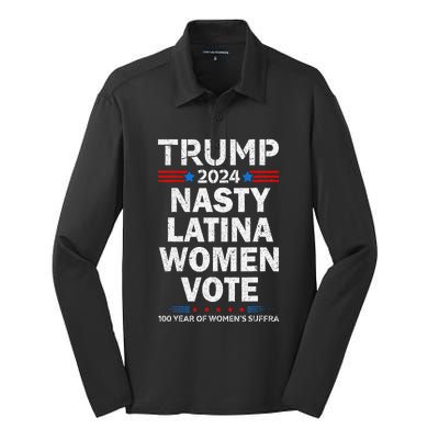 Nasty Latina Women Vote Trump 2024 Presidential 47 Pro Trump Silk Touch Performance Long Sleeve Polo