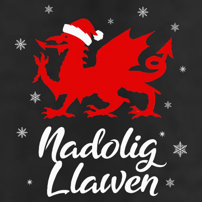Nadolig Llawen Wales Welsh Cymru Merry Christmas Dragon 7 Panel Mesh Trucker Snapback Hat