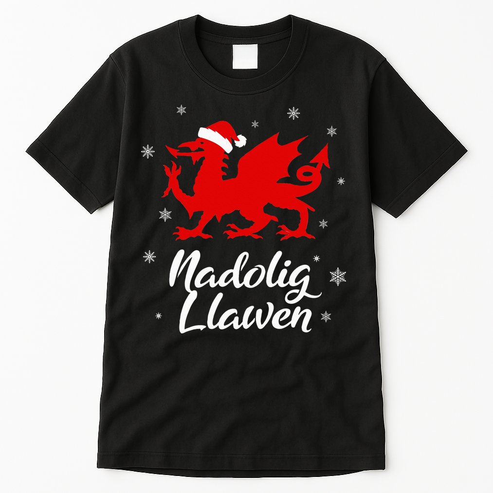 Nadolig Llawen Wales Welsh Cymru Merry Christmas Dragon Tall T-Shirt