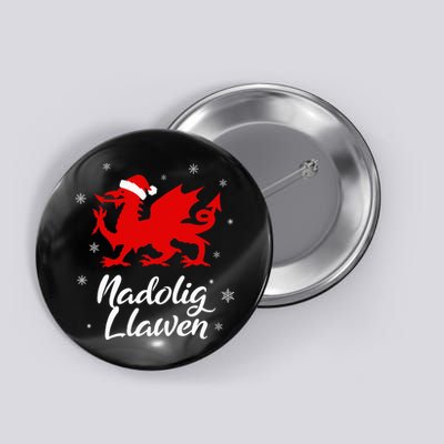 Nadolig Llawen Wales Welsh Cymru Merry Christmas Dragon Button