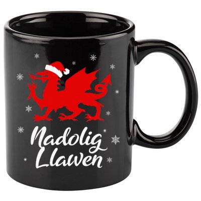 Nadolig Llawen Wales Welsh Cymru Merry Christmas Dragon 11oz C Handle Ceramic Mug