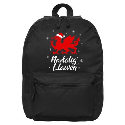 Nadolig Llawen Wales Welsh Cymru Merry Christmas Dragon 16 in Basic Backpack