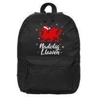 Nadolig Llawen Wales Welsh Cymru Merry Christmas Dragon 16 in Basic Backpack