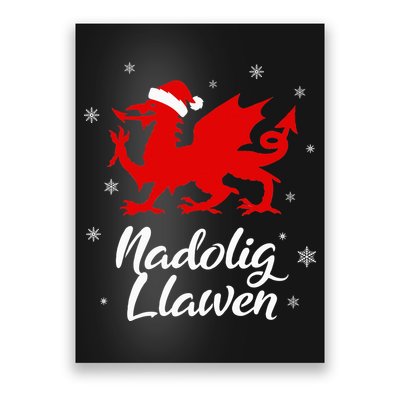 Nadolig Llawen Wales Welsh Cymru Merry Christmas Dragon Poster