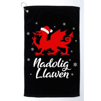 Nadolig Llawen Wales Welsh Cymru Merry Christmas Dragon Golf Towel