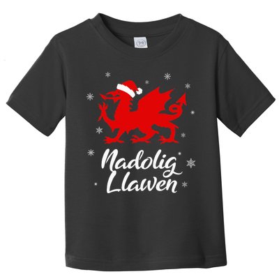 Nadolig Llawen Wales Welsh Cymru Merry Christmas Dragon Toddler T-Shirt