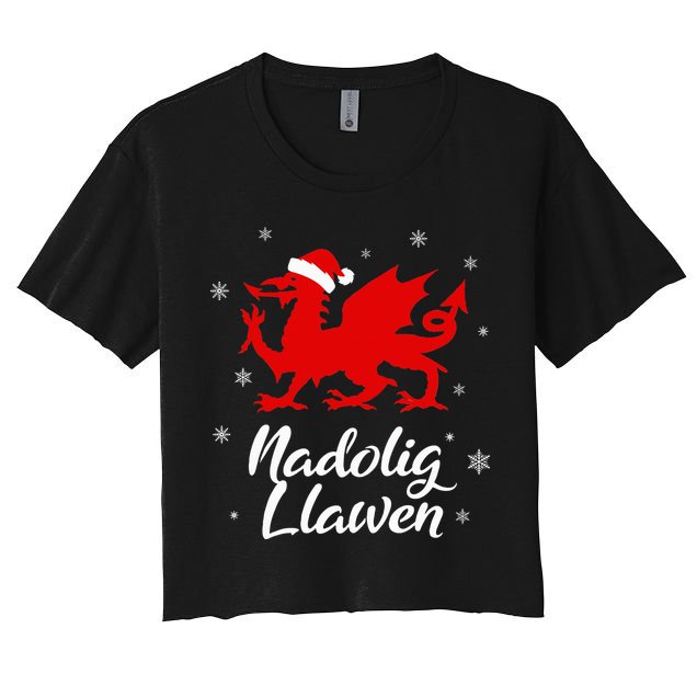 Nadolig Llawen Wales Welsh Cymru Merry Christmas Dragon Crop Top