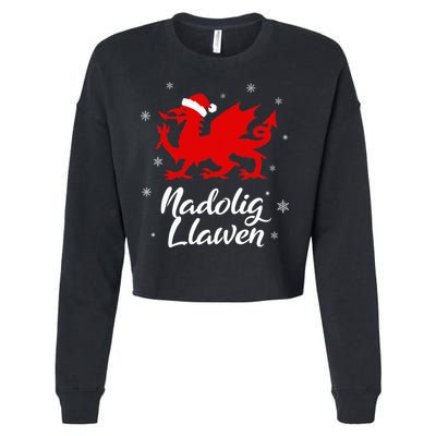 Nadolig Llawen Wales Welsh Cymru Merry Christmas Dragon Cropped Pullover Crew