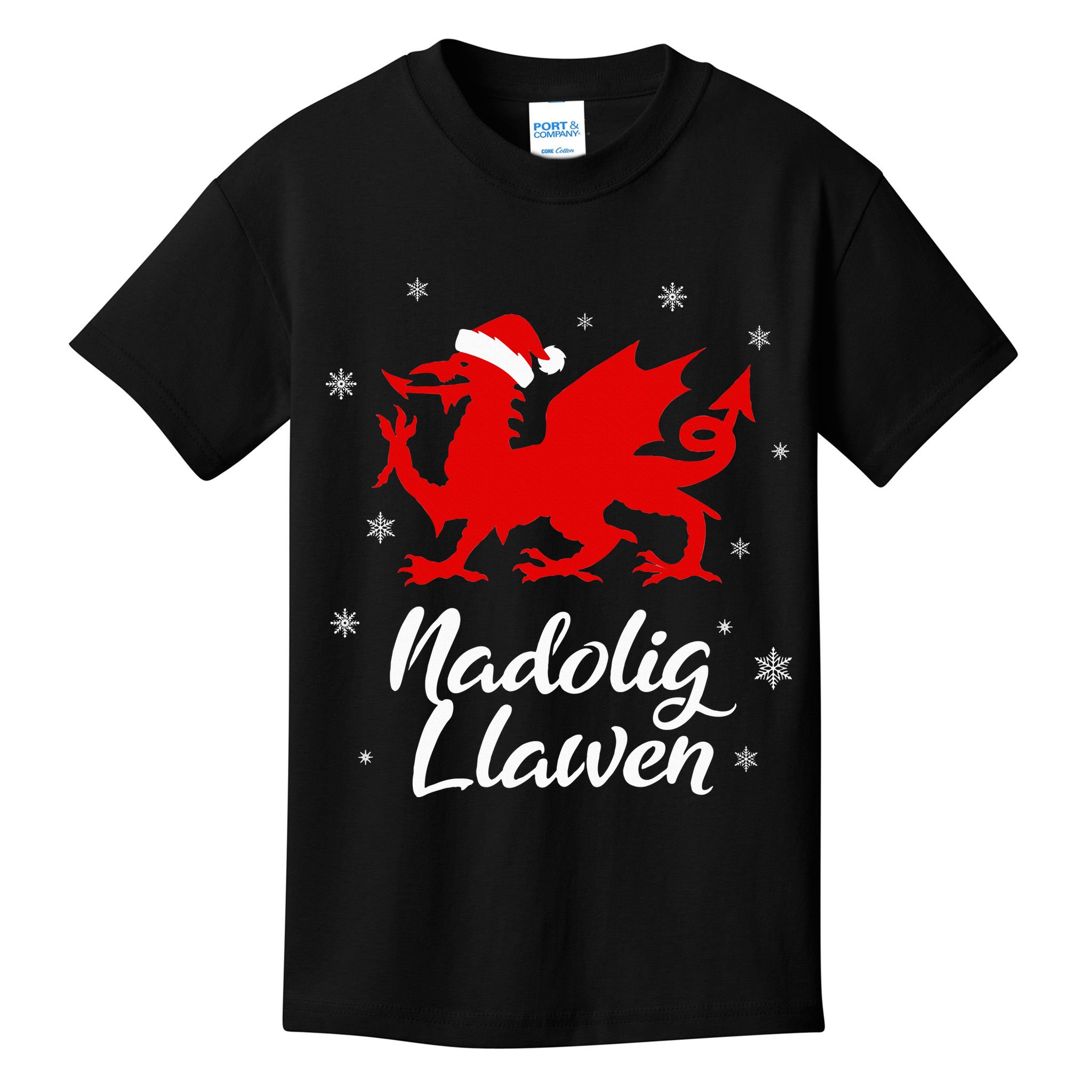 Nadolig Llawen Wales Welsh Cymru Merry Christmas Dragon Kids T-Shirt