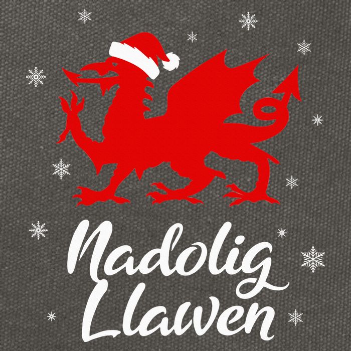 Nadolig Llawen Wales Welsh Cymru Merry Christmas Dragon Cotton Canvas Backpack