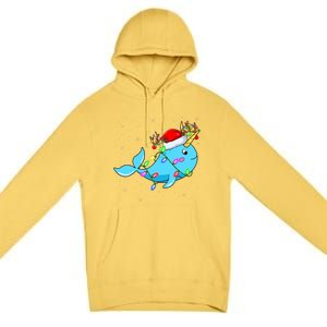 Narwhal Lover Xmas Lighting Santa Narwhal Christmas Premium Pullover Hoodie