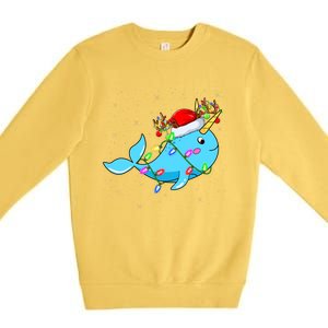 Narwhal Lover Xmas Lighting Santa Narwhal Christmas Premium Crewneck Sweatshirt