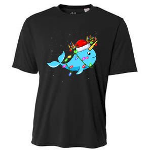 Narwhal Lover Xmas Lighting Santa Narwhal Christmas Cooling Performance Crew T-Shirt