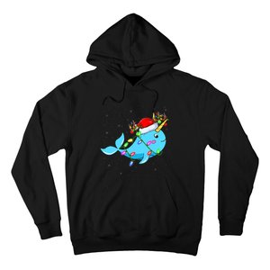 Narwhal Lover Xmas Lighting Santa Narwhal Christmas Hoodie