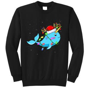 Narwhal Lover Xmas Lighting Santa Narwhal Christmas Sweatshirt