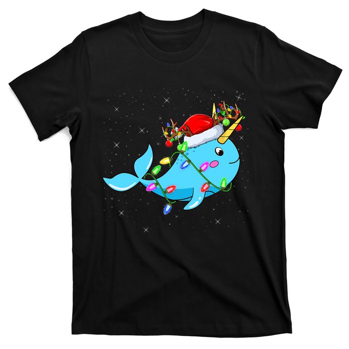 Narwhal Lover Xmas Lighting Santa Narwhal Christmas T-Shirt