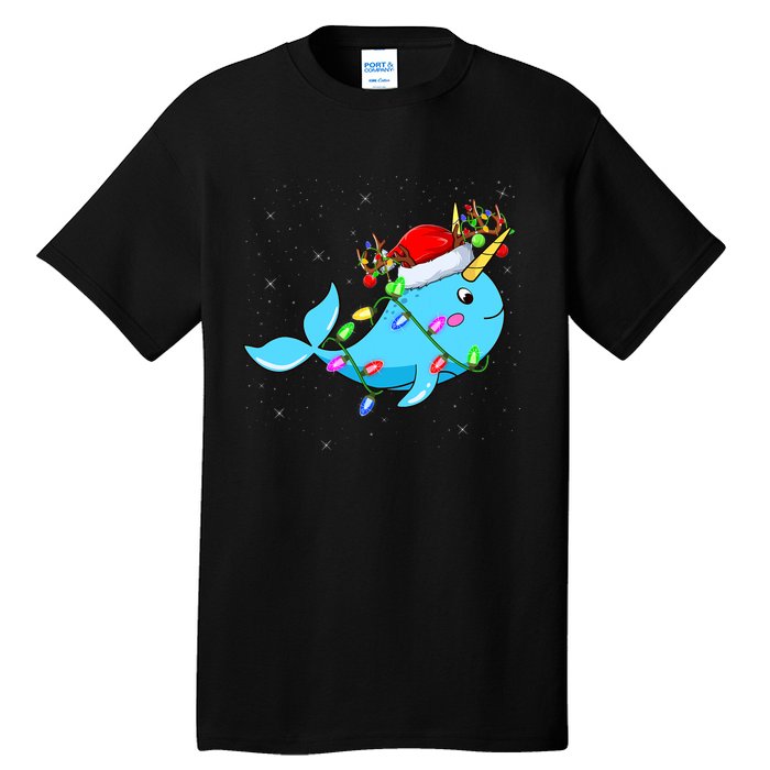 Narwhal Lover Xmas Lighting Santa Narwhal Christmas Tall T-Shirt