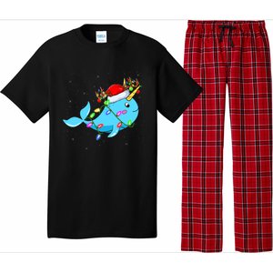 Narwhal Lover Xmas Lighting Santa Narwhal Christmas Pajama Set