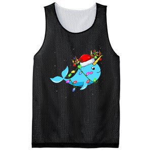 Narwhal Lover Xmas Lighting Santa Narwhal Christmas Mesh Reversible Basketball Jersey Tank