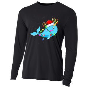 Narwhal Lover Xmas Lighting Santa Narwhal Christmas Cooling Performance Long Sleeve Crew