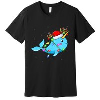 Narwhal Lover Xmas Lighting Santa Narwhal Christmas Premium T-Shirt