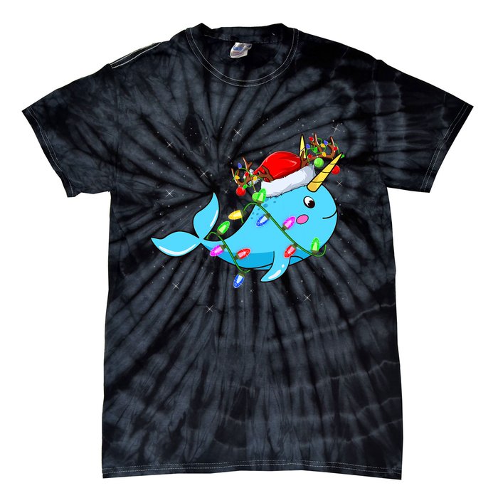 Narwhal Lover Xmas Lighting Santa Narwhal Christmas Tie-Dye T-Shirt