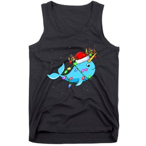 Narwhal Lover Xmas Lighting Santa Narwhal Christmas Tank Top