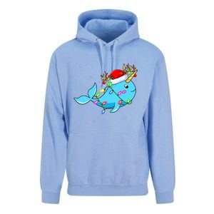 Narwhal Lover Xmas Lighting Santa Narwhal Christmas Unisex Surf Hoodie