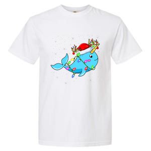 Narwhal Lover Xmas Lighting Santa Narwhal Christmas Garment-Dyed Heavyweight T-Shirt