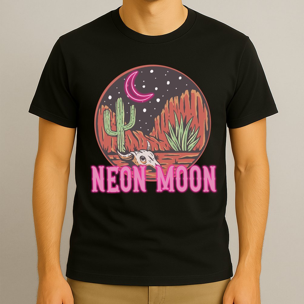 Neon Moon 90s Vintage Retro Country Western Cowboy Cowgirl T-Shirt
