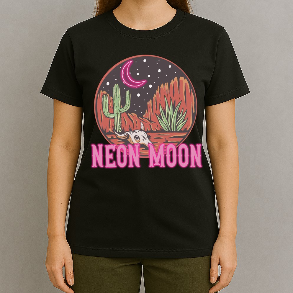 Neon Moon 90s Vintage Retro Country Western Cowboy Cowgirl T-Shirt