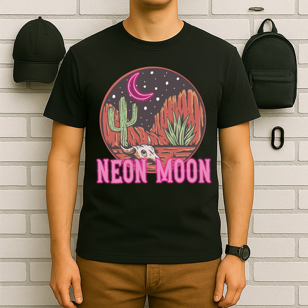 Neon Moon 90s Vintage Retro Country Western Cowboy Cowgirl T-Shirt