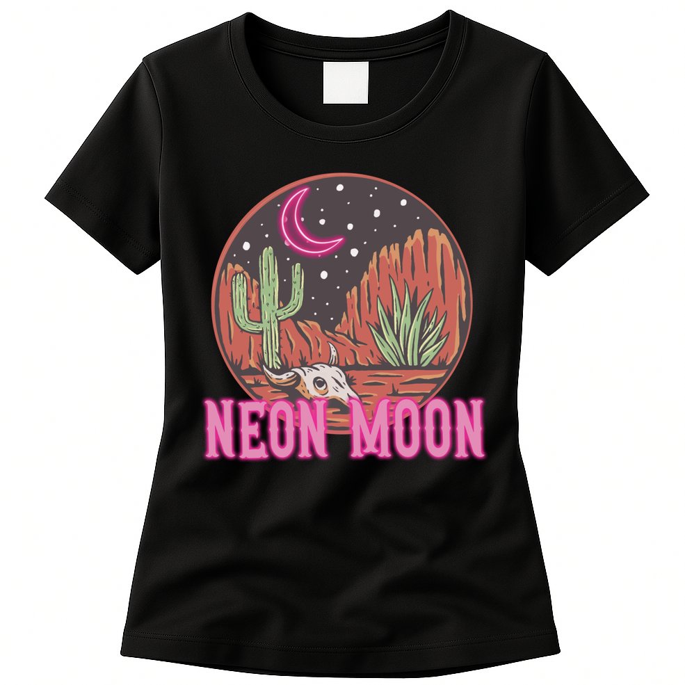 Neon Moon 90s Vintage Retro Country Western Cowboy Cowgirl Womens T-Shirt