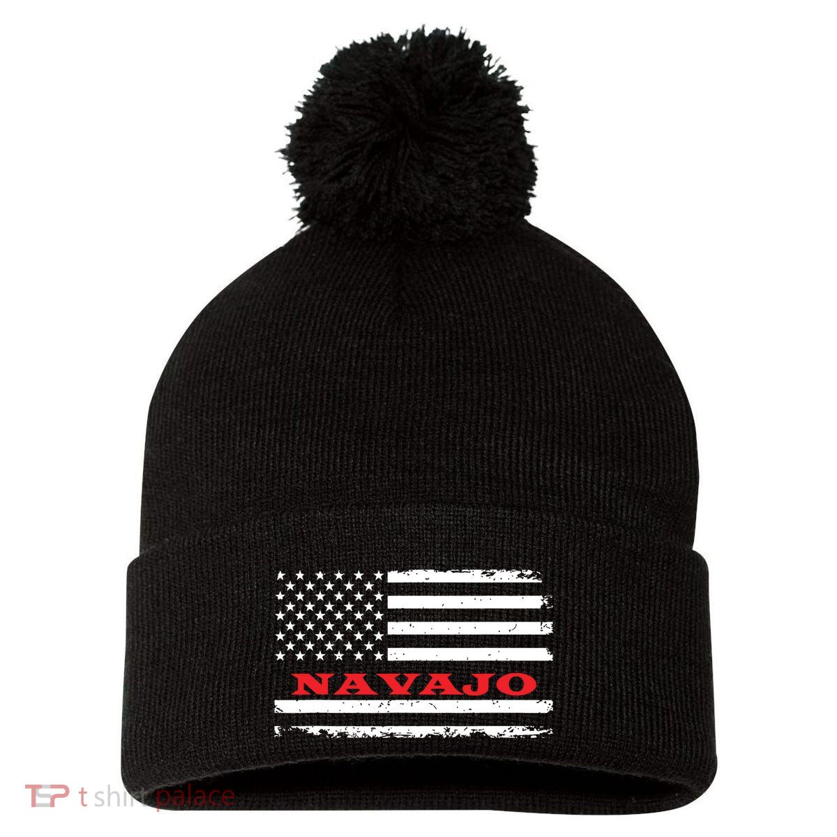 New Mexico American Flag Navajo Usa Patriotic Souvenir Pom Pom 12in Knit Beanie