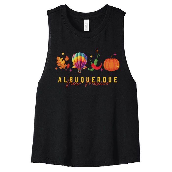 New Mexico Albuquerque Balloon Hot Air Balloon Festival Women's Racerback Cropped Tank