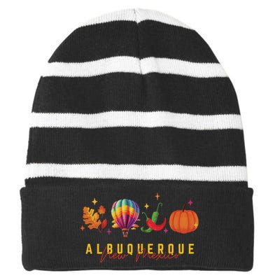 New Mexico Albuquerque Balloon Hot Air Balloon Festival Striped Beanie with Solid Band