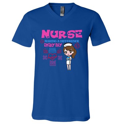 Nurse Making A Difference Every Day Nurse Nursing Gift V-Neck T-Shirt