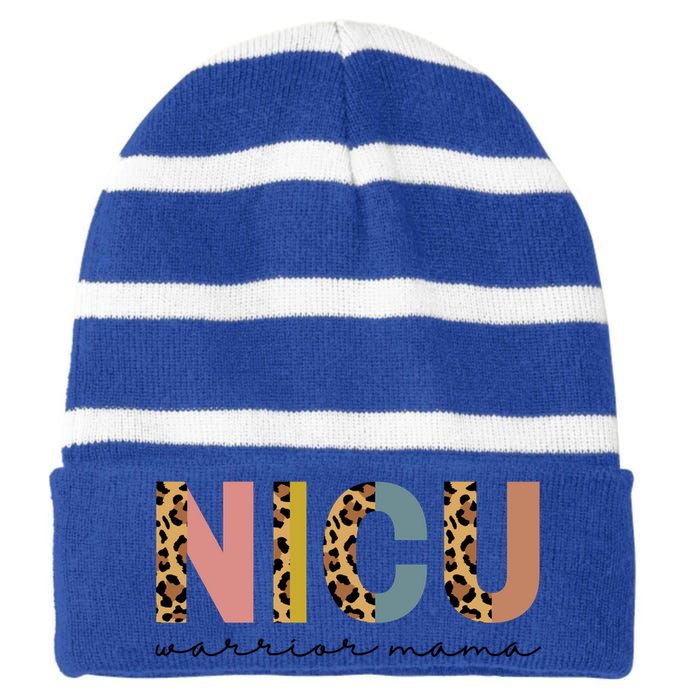 Nicu Mom Appreciation Micro Preemie Nicu Warrior Mama Great Gift Striped Beanie with Solid Band