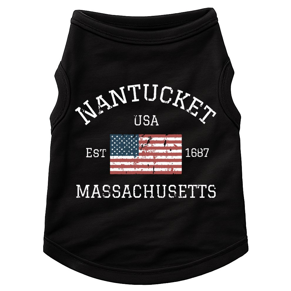 Nantucket Massachusetts American Flag Usa Travel Vintage Doggie Tank
