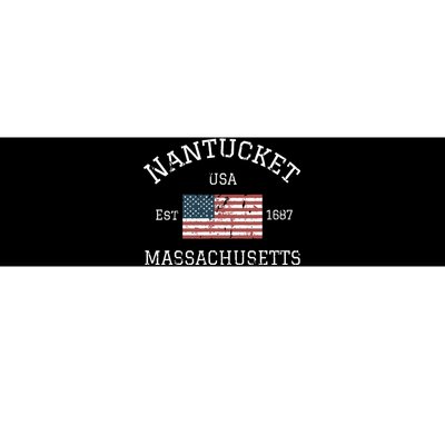 Nantucket Massachusetts American Flag Usa Travel Vintage Bumper Sticker