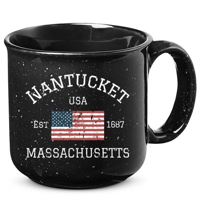 Nantucket Massachusetts American Flag Usa Travel Vintage 15oz Campfire Ceramic Mug